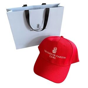 The Nile Ritz Carlton Cairo Red Cap and Shopping Bag